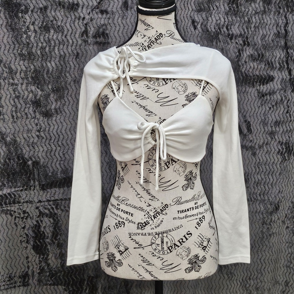 Sabo 2pc Top Set Womens 4 Bralette and Bolero Shrug Balletcore Coquette